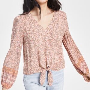 HIPPIE ROSE Peach Floral Paisley Top Shirt Boho Prairie NWT / XS